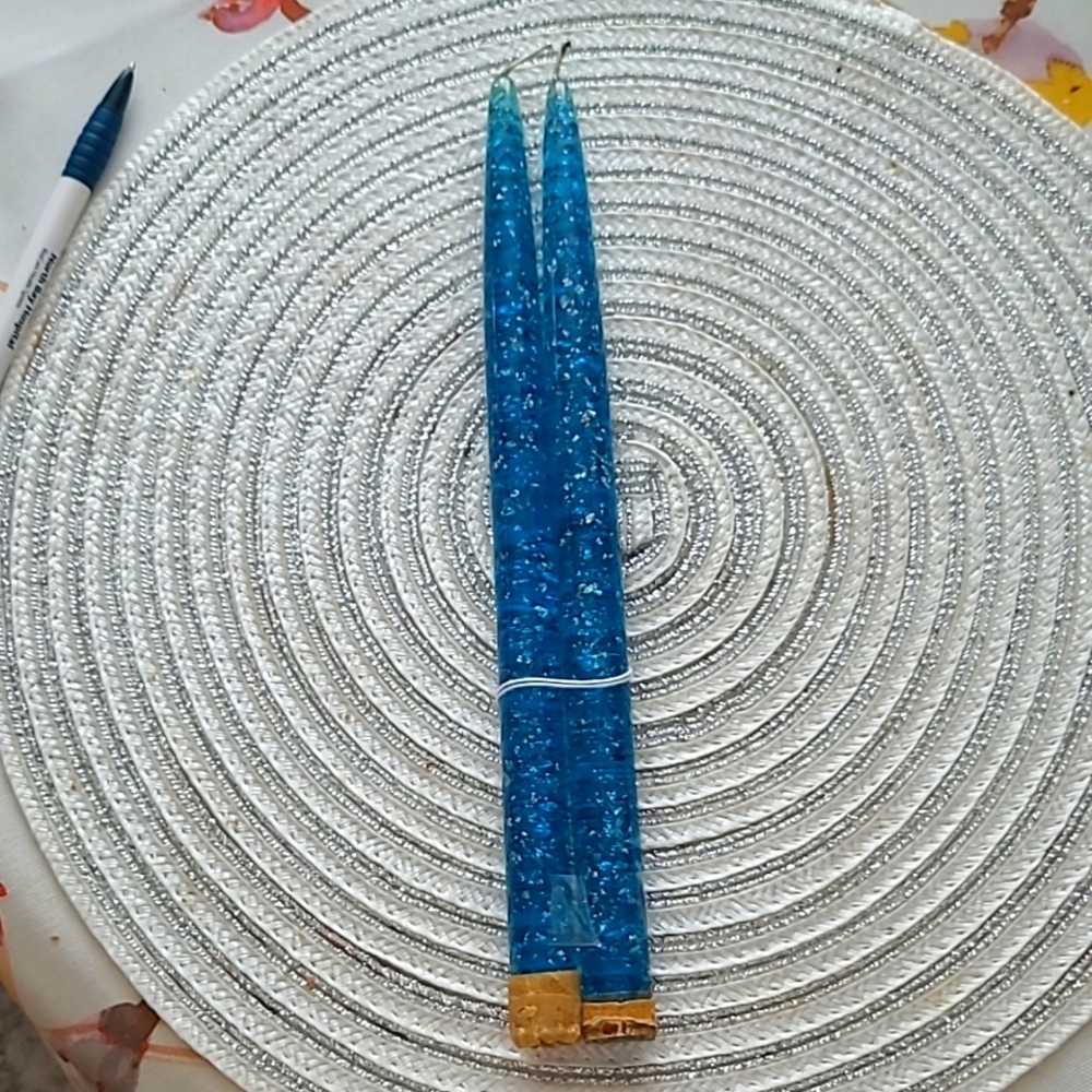 Lucite blue candles